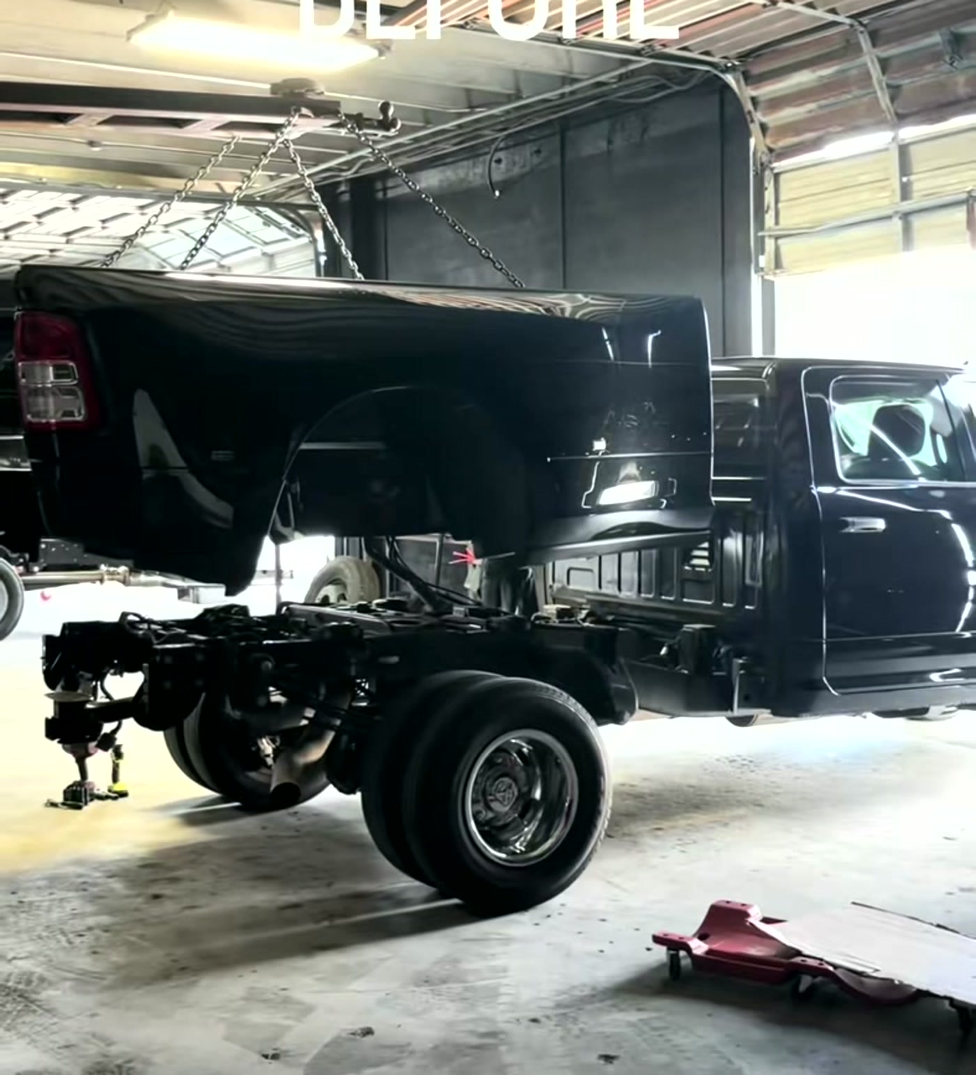 Factory pickup bed removed, bare chassis