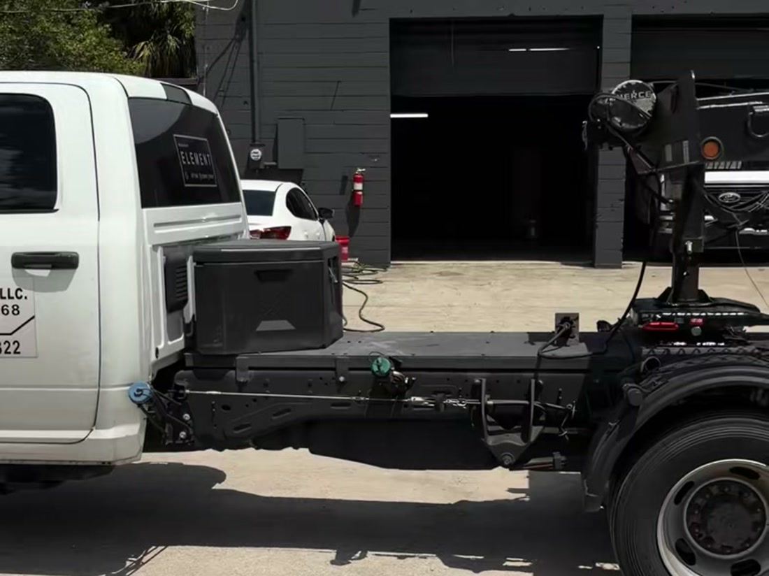 Finished black hotshot truck