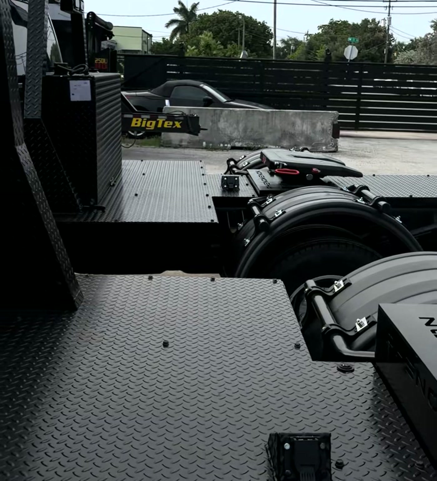 Truck and trailer set up for car hauling